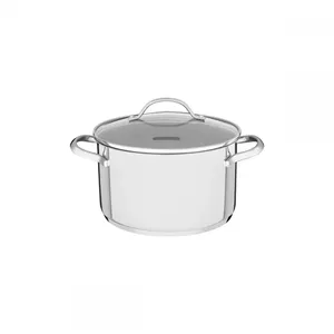 Pot Tramontina UNA stainless steel 1.8 L Ø 16 cm with glass lid, induction-compatible, tri-ply base