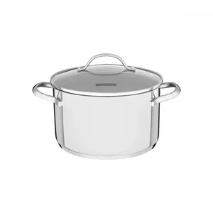 Stainless Steel Induction Pot Tramontina UNA 20 cm 3.6 L with Glass Lid, 3-ply Base