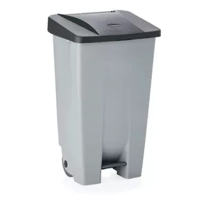 Waste container WAS ATKRITUMU 120 L with pedal and wheels, black lid