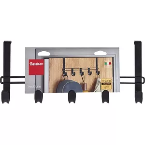 Hanging rack METALTEX IT01351931 38×15×4 cm, 5 hooks, black stainless steel