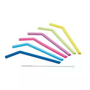 Коктейльные трубочки KitchenCraft GB40KCSILSTRAW7PC 25 см силиконовые многоразовые, 6 шт. с ершиком