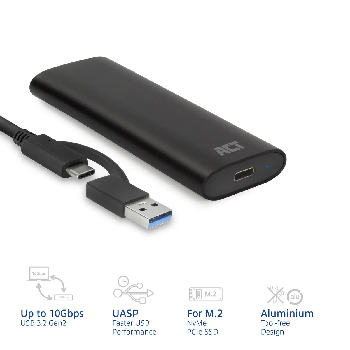 ACT AC1615 USB-C M.2 NVMe SSD Enclosure Photo 3