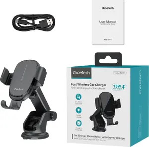CHOETECH Car Wireless Charger & Holder T203-F 15W, Black