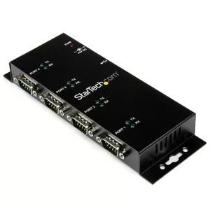 StarTech.com 4 Port USB uz DB9 RS232 seriālais adaptera centrmezgls rūpnieciskai DIN sliedei un sienas montāžai