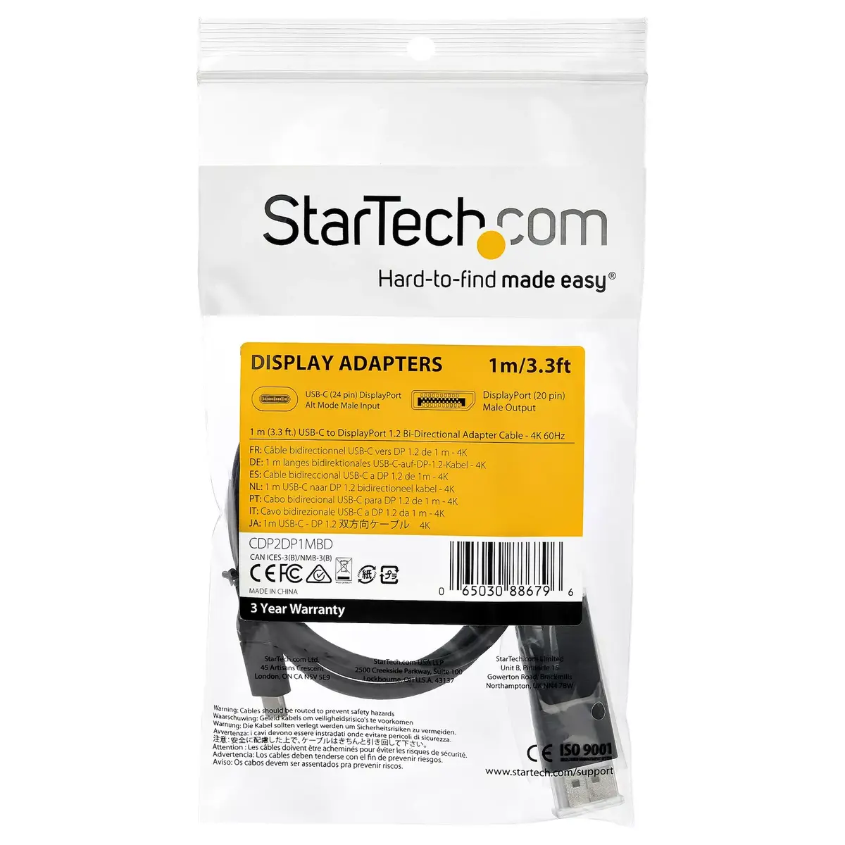USB C to DisplayPort Cable StarTech.com CDP2DP1MBD Photo 5