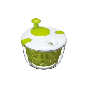 Salad spinner KitchenCraft GB40KCSALSPIN — plastic bowl and basket 25×25×20.5 cm, white/green, BPA-free
