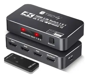 Techly IDATA HDMI2-4K3160B Video Slēdzis HDMI 2.0b 3-Portu 4K 60Hz ar IR Tālvadības Pulti