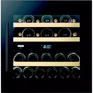 Built-in wine cooler Dunavox DVS-25.65DB, dual-zone, 25 bottles, LCD touch, wooden telescopic shelves