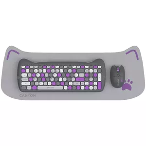 Bezvadu tastatūras un peles komplekts CANYON HSET-W6 Kitty Edition — violets