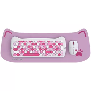 Wireless Keyboard and Mouse Set CANYON HSET-W6 Pink Kitty Edition