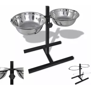 Dog bowl on adjustable stand Pets Collection A12650040 — 2×1.8 L universal height