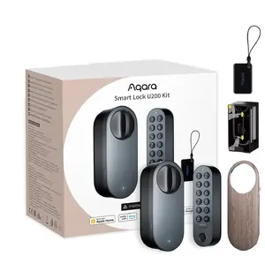 Aqara Smart Lock U200 EL-D02D-B viedā durvju slēdzene ar Bluetooth, kodu, atslēgu, RF karti un tālvadības pulti, melna
