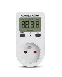 Power consumption meter ESPERANZA ELA102 — electronic energy monitor, LCD display, 230 V, 16 A, 3680 W, 50–60 Hz
