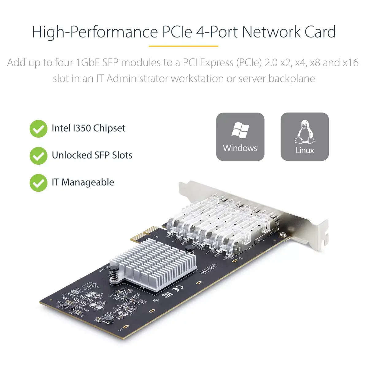 Сетевая карта StarTech.com 4-Port GbE SFP PCIe 2.0 x2 Photo 7