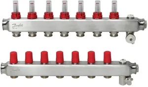Floor heating manifold DANFOSS SSM-10F 1in, 10-way distribution manifold for underfloor heating