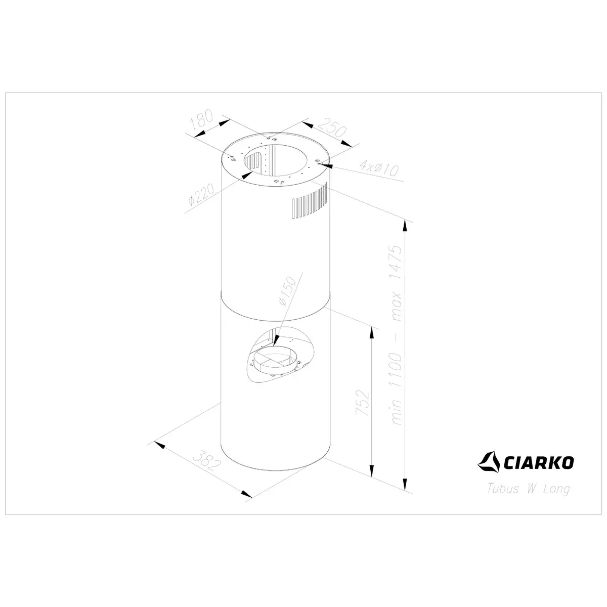 Потолочная вытяжка Ciarko Design Tubus Isola Long Photo 3