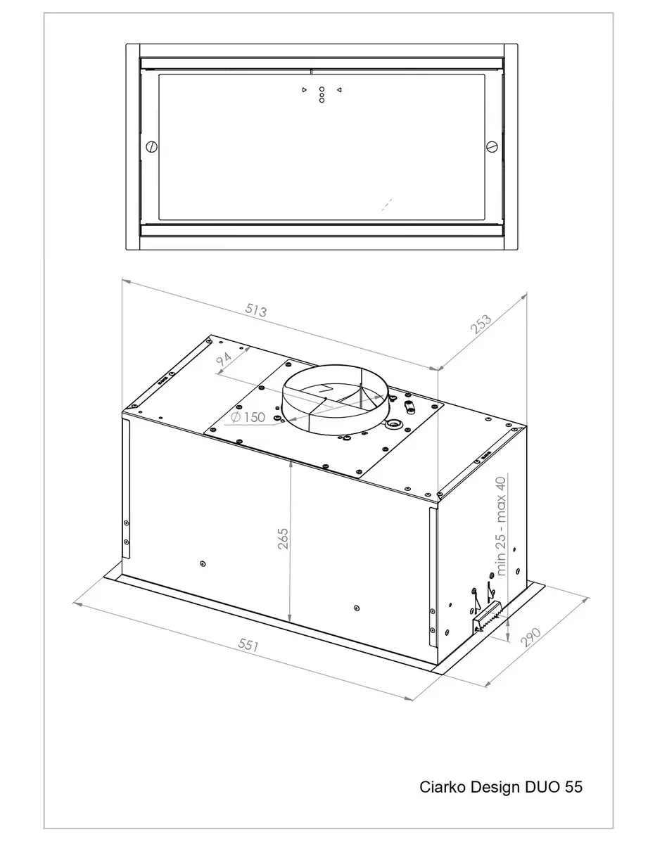 Встраиваемая вытяжка Ciarko Design Duo 55 Photo 4