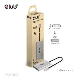 CLUB3D Адаптер Thunderbolt 3 в DisplayPort с поддержкой двух мониторов 4K60Hz, скорость передачи данных 40000 Мбит/с