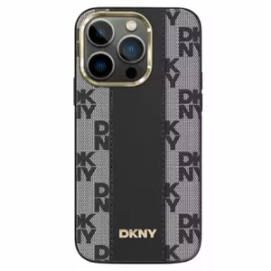 Phone case DKNY DKHMP13XPCPVSLK for iPhone 13 Pro Max 6.7" — Black checkered leather