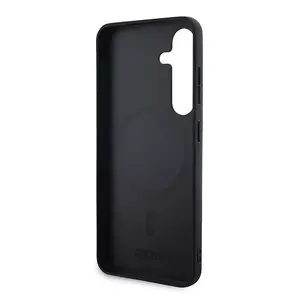 Phone case DKNY Hardcase for iPhone DKHMS24SPCPVSLK Black Leather Checkered Pattern MagSafe