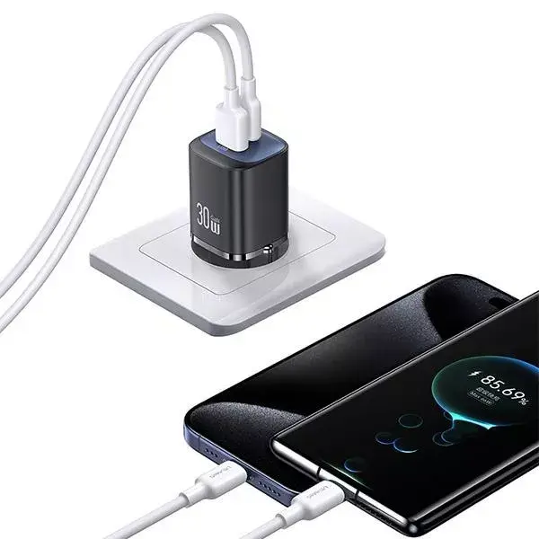 usams CC254 30W GaN USB-C USB-A lādētājs Photo 2