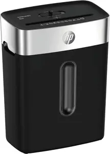 HP OneShred 8CC Particle-cut paper shredder with 25 L basket, 22 cm working width, and 200 W power