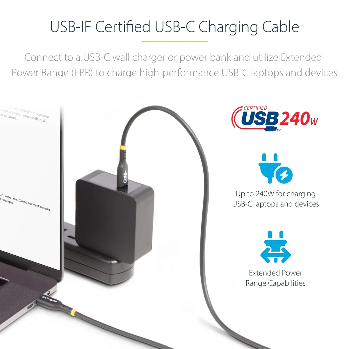 StarTech USB2EPR2M 240W USB-C uzlādes kabelis Photo 7