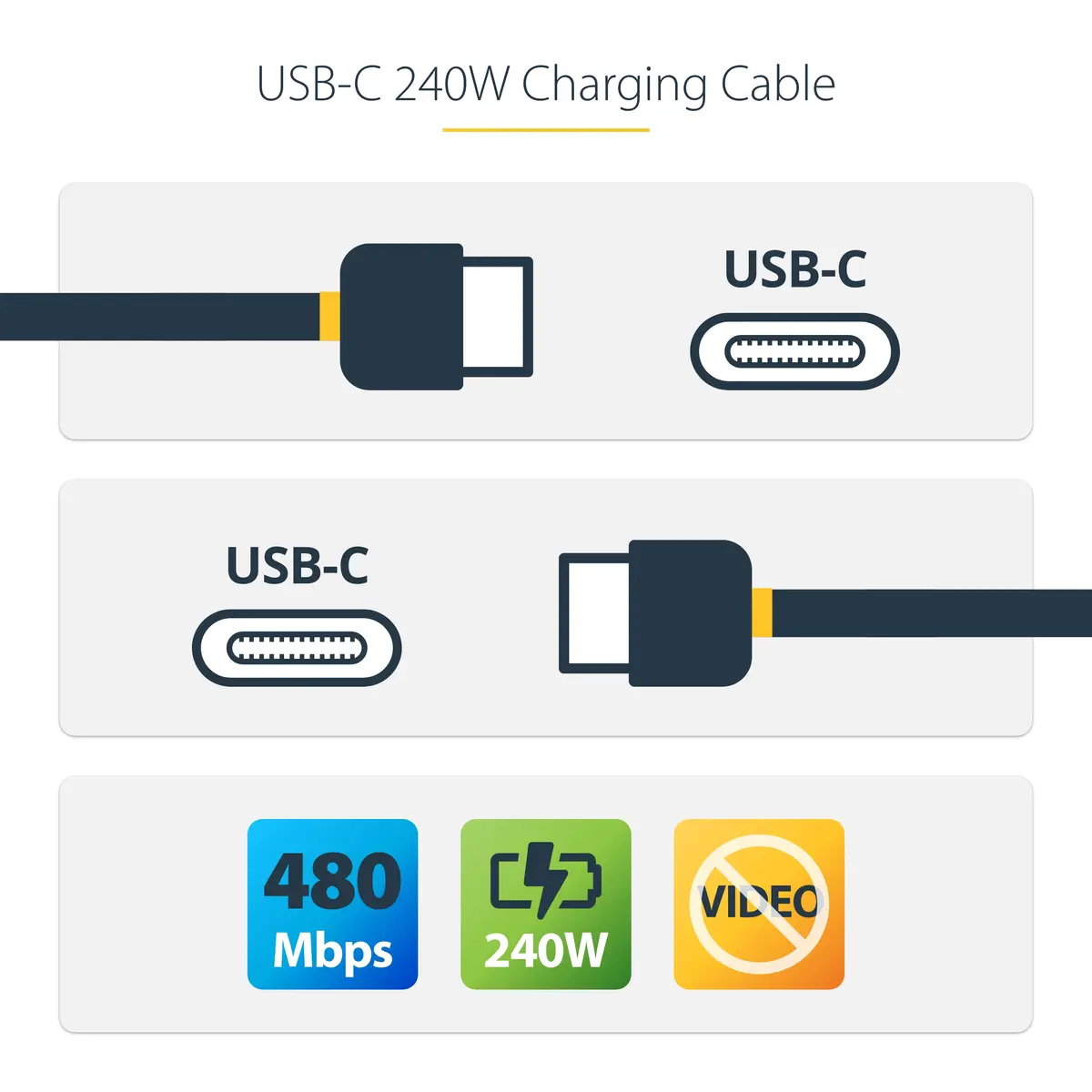 StarTech USB2EPR2M 240W USB-C uzlādes kabelis Photo 8
