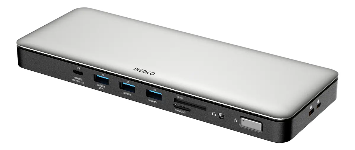 DELTACO USBC-HDMI29 USB Type-C 15-in-1 Dokstacija
