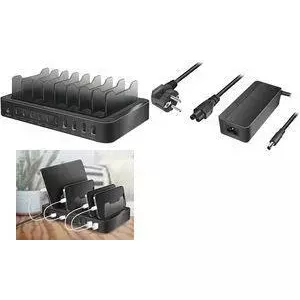 Настольное USB-зарядное устройство LOGILINK PA0327 10 портов 4×USB-A 6×USB-C 120W PD QC3.0 черное