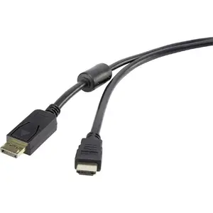 Renkforce RF-4382730 Video Cable Adapter 5 m DisplayPort to HDMI Black Male-to-Male 1920 x 1080
