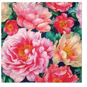 Papīra salvetes Paw Decor Collection PL11SDL129000 33x33 cm Peonies Blossom, 3 slāņu