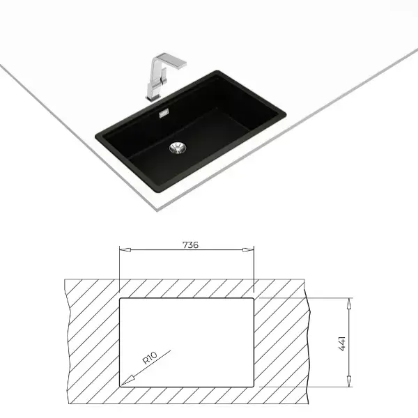 Undermount sink TEKA Radea R10 70.40 M-TG Photo 3