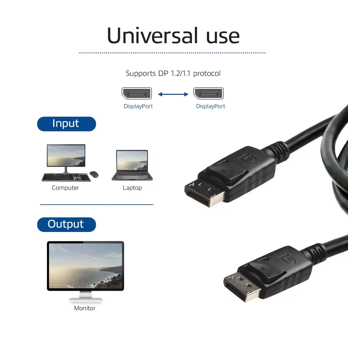 DisplayPort kabelis vīriešu-vīriešu ACT AK3980 Photo 2