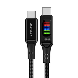 USB-C to USB-C cable Acefast C7-03 1.2 m with display, black