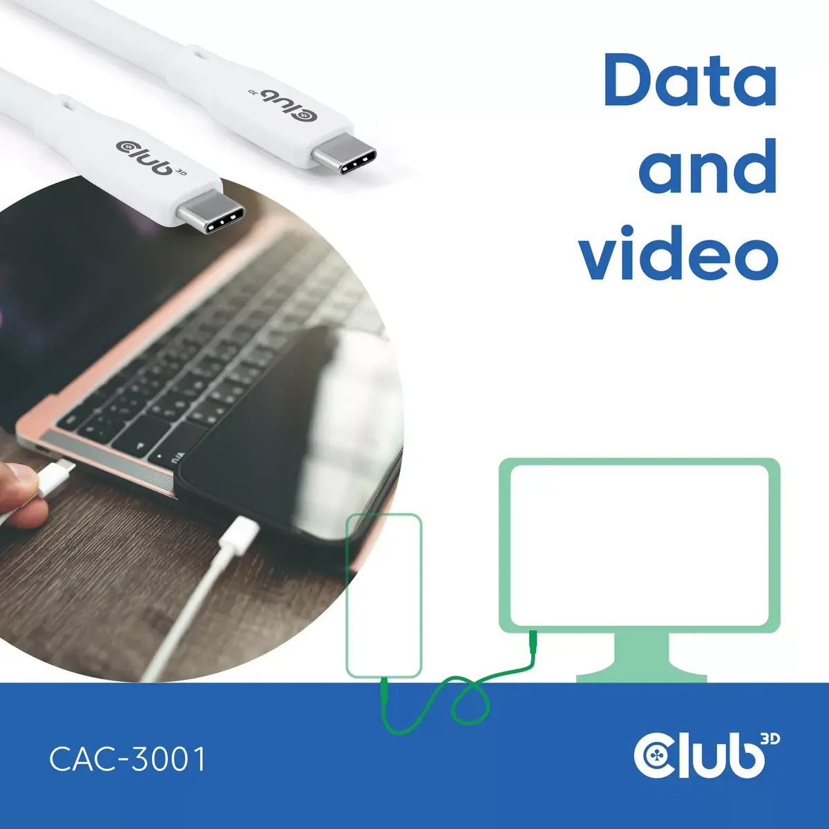 USB C кабель CLUB3D CAC-3001 Photo 5
