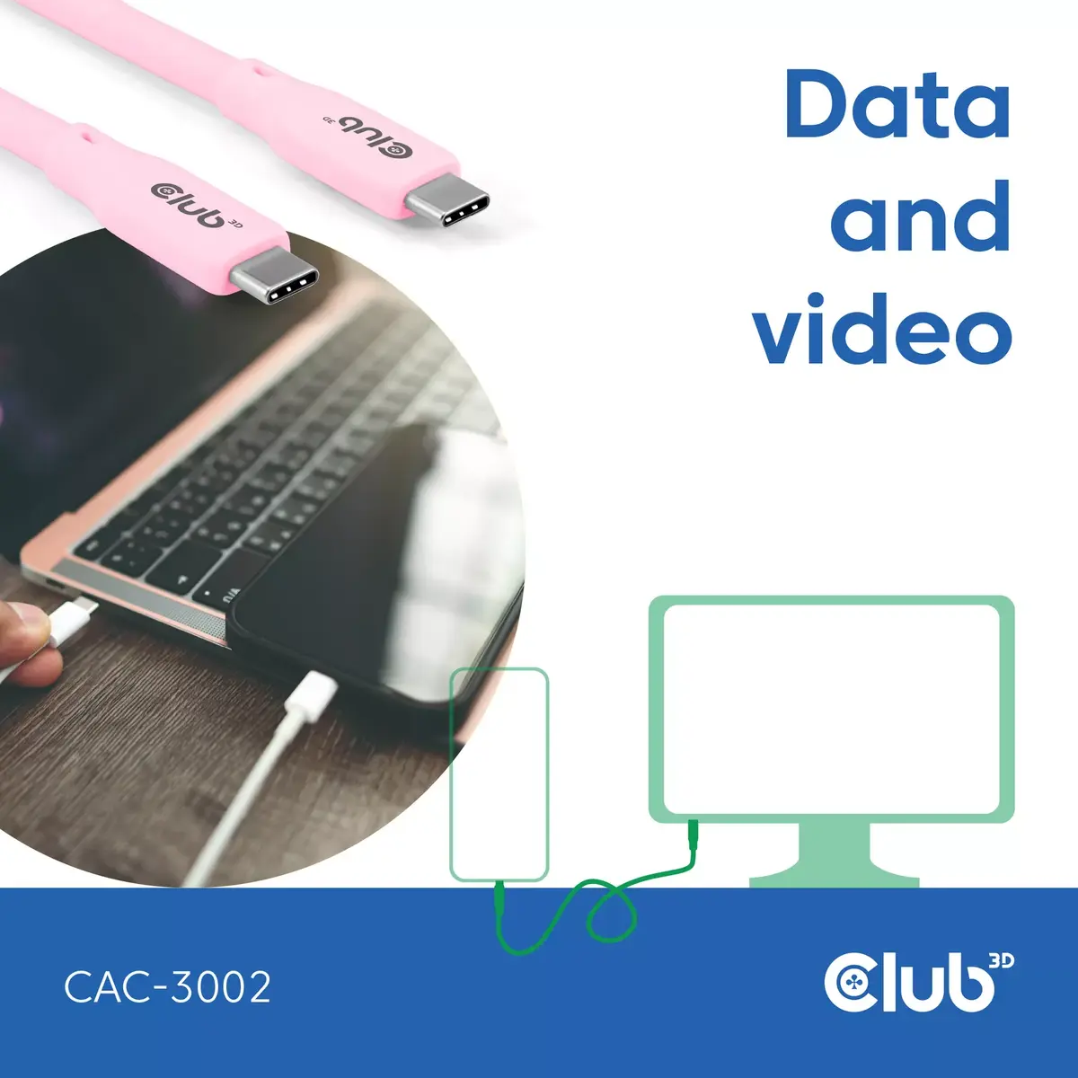 USB C кабель CLUB3D CAC-3002 Photo 5
