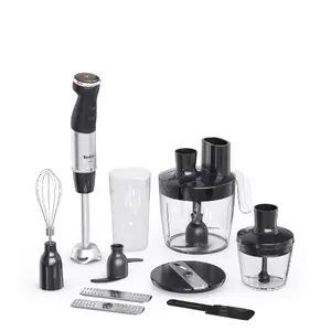 Погружной блендер Tefal Quickchef+ HB67G830 — 1000 Вт, нержавеющий вал, 0.8 л чаша, 20 скоростей, измельчитель и венчик