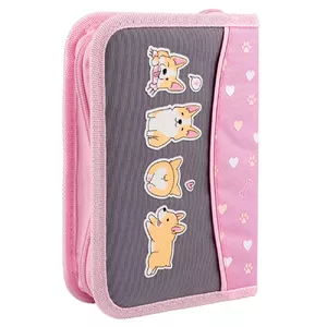 Пенал YES HP-03 I Love Corgi модель 550-05958, компактный мягкий на молнии для канцелярии