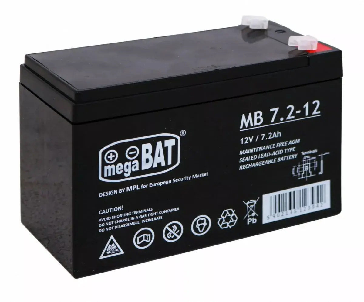 Noslēgts akumulators megaBAT MB 7.2-12 12V 7Ah Photo 2