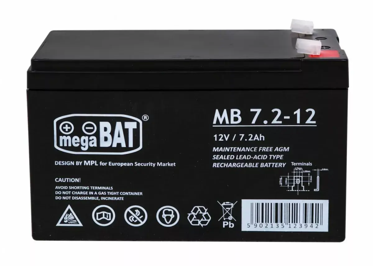 Noslēgts akumulators megaBAT MB 7.2-12 12V 7Ah Photo 3