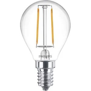 Philips LED Classic P45 Candle Filament Bulb, 2W, 250 lm, E14, 2700K Warm White
