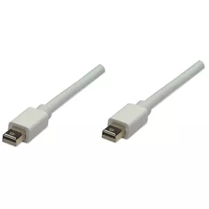 Manhattan Mini DisplayPort 1.2 Cable (Clearance Pricing), 4K@60Hz, 1m, Male to Male, Bi-Directional, White, Equivalent to Startech MDPMM1MW, Lifetime Warranty, Polybag