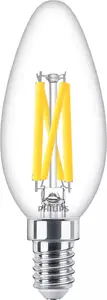 Philips Kvēldiega LED sveču veida spuldze B35 E14 3.4W 470 lm Warm Glow 2200-2700K Regulējama
