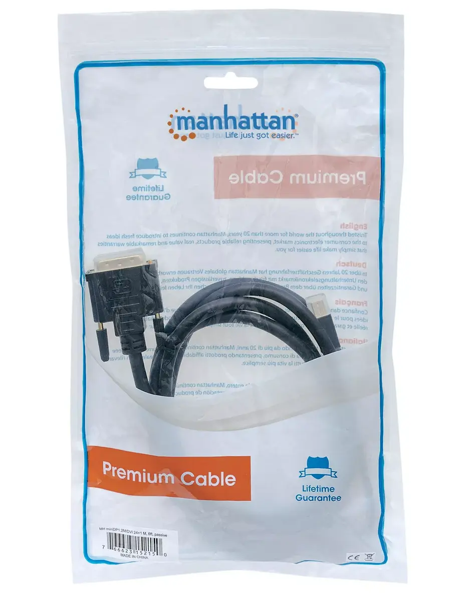 Kabelis Manhattan Mini DisplayPort 1.2a uz DVI-D 24+1 Photo 5