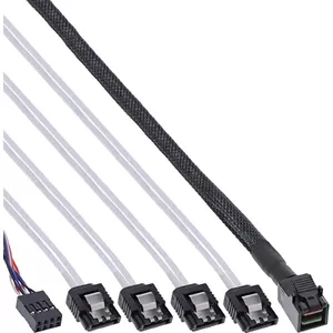 InLine Mini SAS HD Cable SFF-8643 to 4x SATA + Sideband 1m