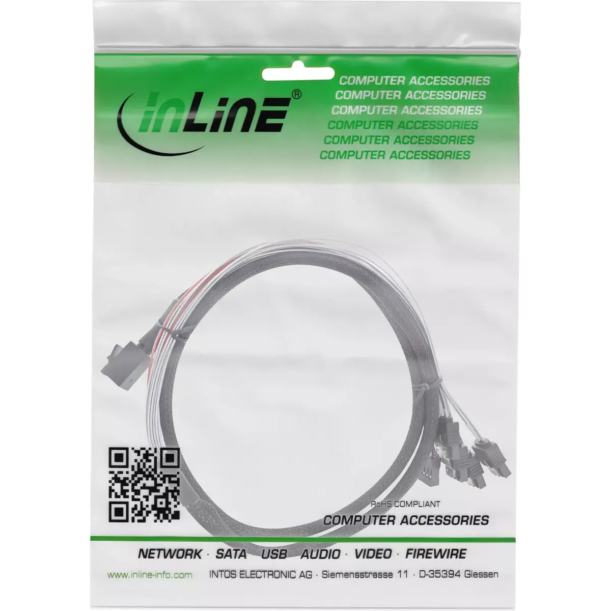 InLine Mini SAS HD Cable SFF-8643 to 4x SATA Photo 2