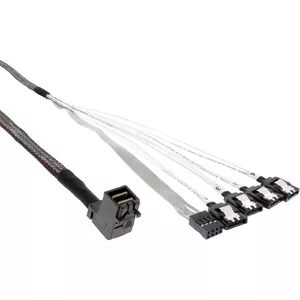 InLine Mini SAS HD Cable SFF-8643 angled to 4x SATA 1m