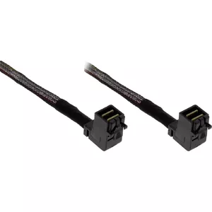 Mini SAS HD kabelis InLine SFF-8643—SFF-8643, ar leņķveida savienotājiem abās pusēs, Sideband, 1 m