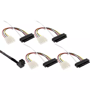 InLine Mini SAS HD cable SFF-8643 angled to 4x SFF-8482 + power 0.5m